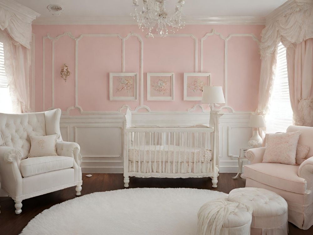 Quarto de bebê clássico na cor rosa